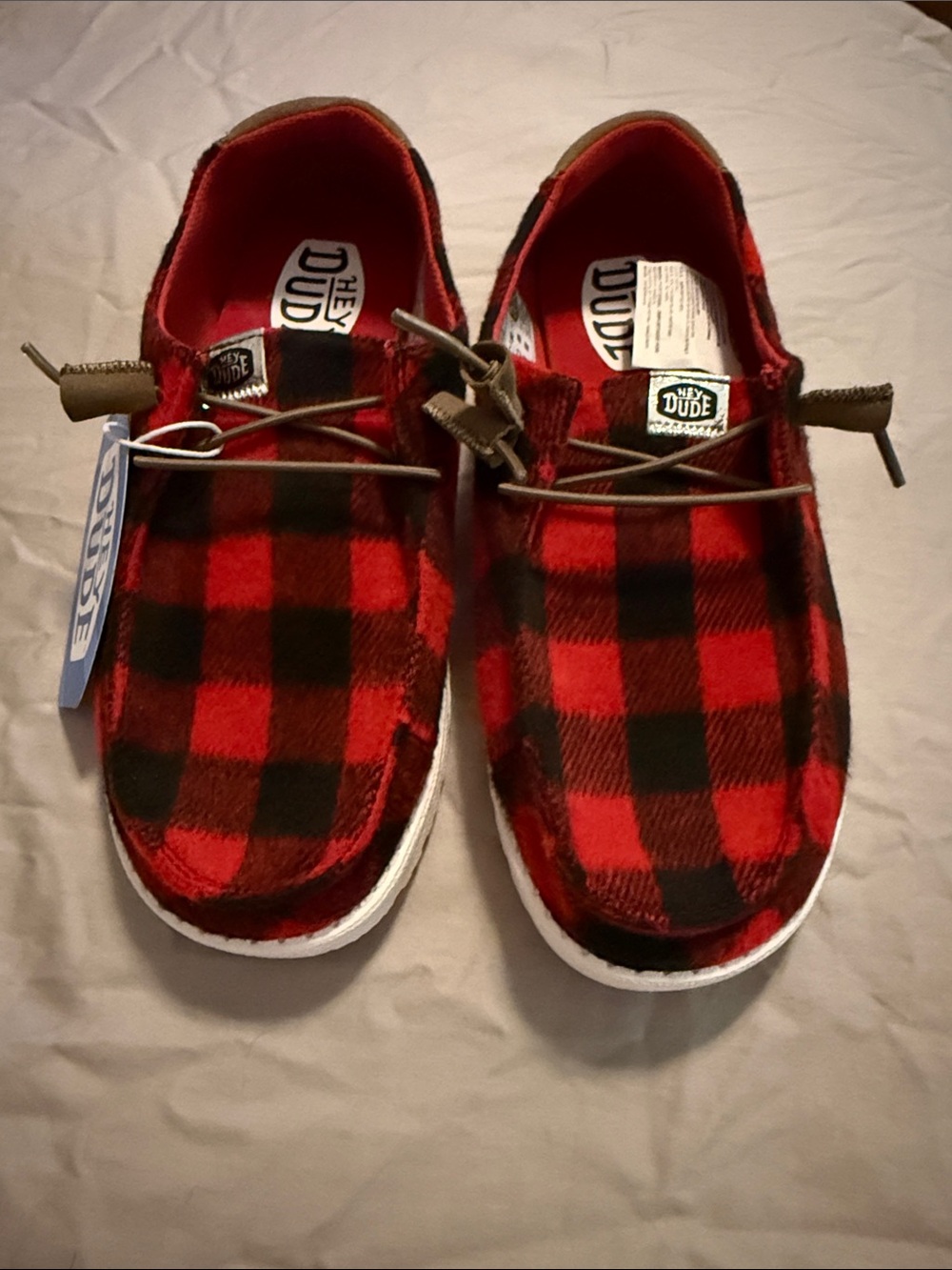 Hey Dude Wendy Buffalo Plaid Slip Ons Size 8.